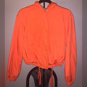 Neon Orange Windbreaker Zip Up